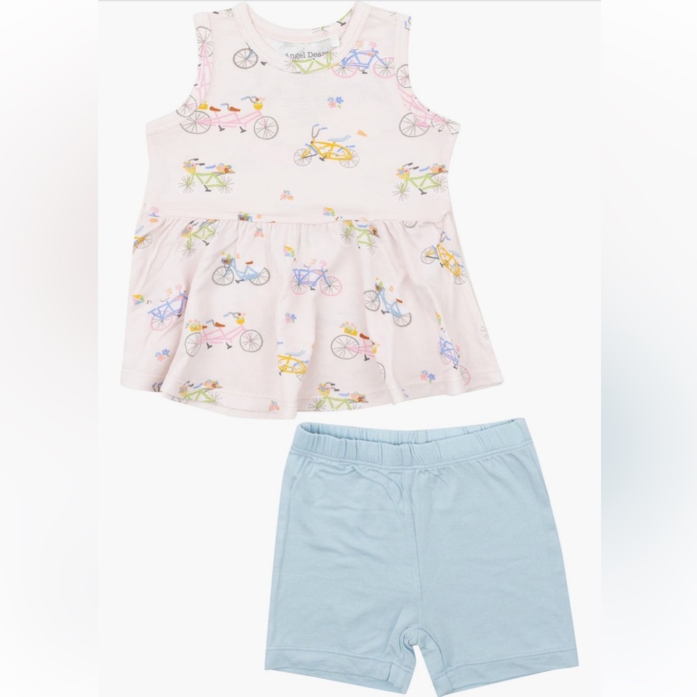 NWT Angel Dear Pink Peplum Bike Tank and Matching Biker Shorts